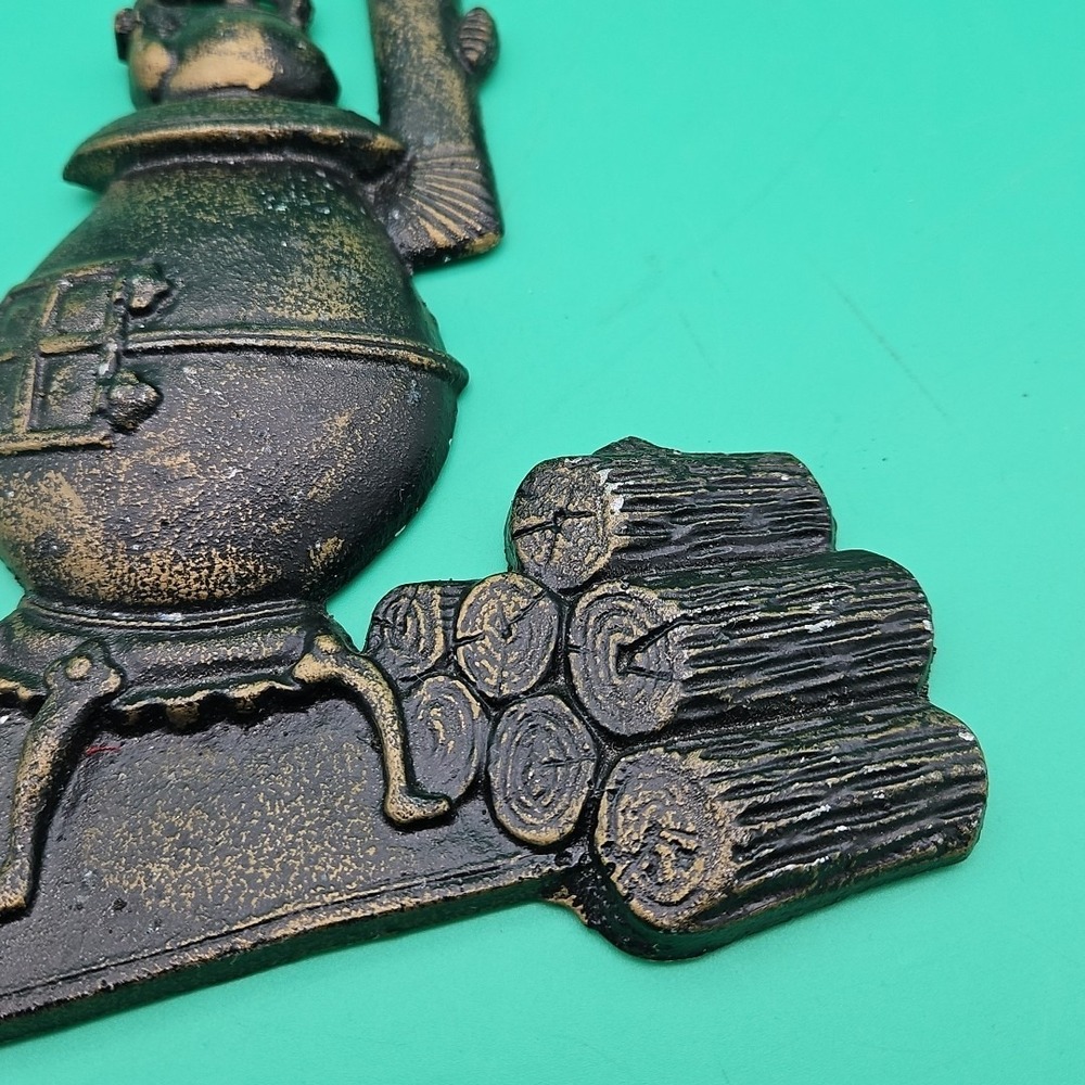 Sexton‎ Potbelly Stove Kettle Wood Metal Wall Plaque USA 804 Cast Aluminum VTG - Picture 3 of 7
